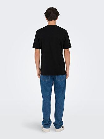 22028147 Only & Sons Onslevı Lıfe Reg Text Ss Tee Noos Erkek T-Shirt Black