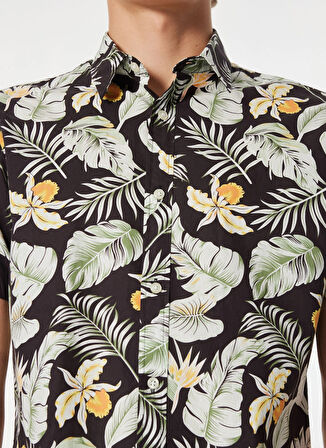 Jack & Jones Slim Fit Siyah Erkek Gömlek JJCHILL AOP SHIRT SS