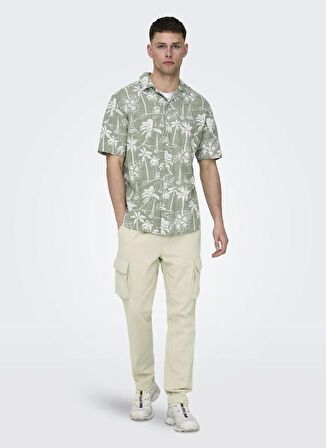 Only & Sons Boru Paça Açık Bej Erkek Kargo Pantolon ONSLINUS CARGO 0007 COT LIN PANT