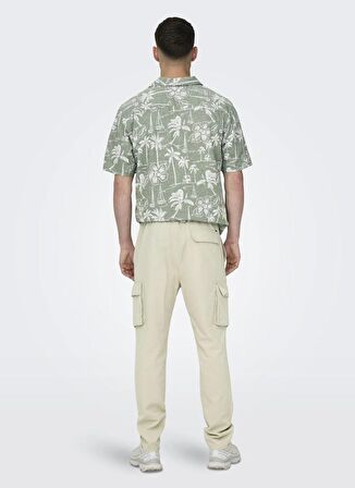 Only & Sons Boru Paça Açık Bej Erkek Kargo Pantolon ONSLINUS CARGO 0007 COT LIN PANT