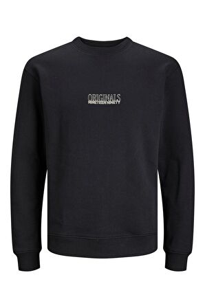 Jack & Jones 12246830-Fw Jorshadow Brandıng Sweat Crew Neck Blk Erkek Sweat Shirt