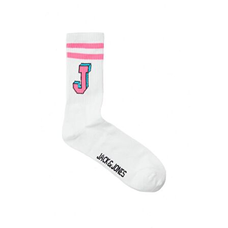 Jack & Jones 12250749 Jacsingle J Tennis Sock Sn Beyaz-Pembe