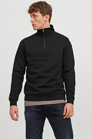 Siyah Jack & Jones Jjebradley Half Zip Erkek Sweatshirt 12250747 77724K12250747.01