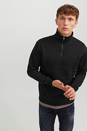 Siyah Jack & Jones Jjebradley Half Zip Erkek Sweatshirt 12250747 77724K12250747.01