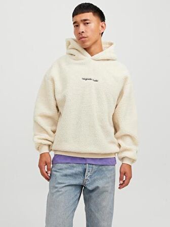 JACK&JONES JORVESTERBRO TEDDY SWEAT HOOD SN KREM