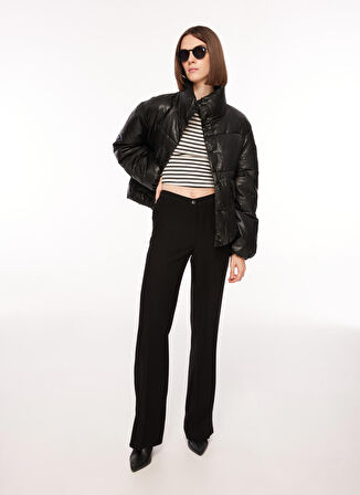 Only Siyah Kadın Mont ONLANJA FAUX LEATHER OVERSIZE PUFFE