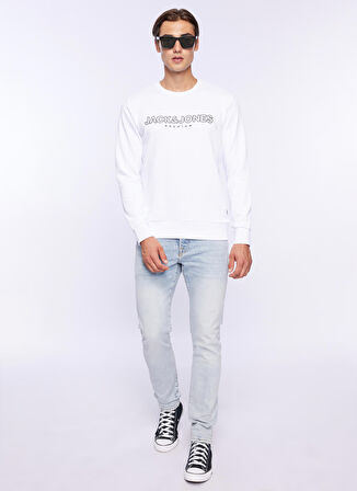 Jack & Jones Bisiklet Yaka Beyaz Erkek Sweatshırt 12250970_JPRBLAJASON BRANDING SWEAT