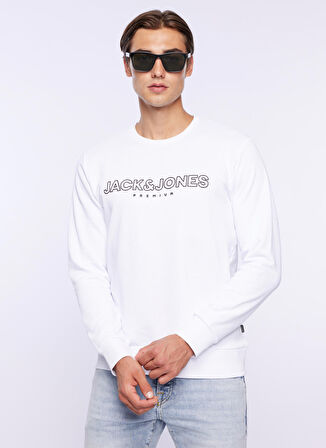 Jack & Jones Bisiklet Yaka Beyaz Erkek Sweatshırt 12250970_JPRBLAJASON BRANDING SWEAT