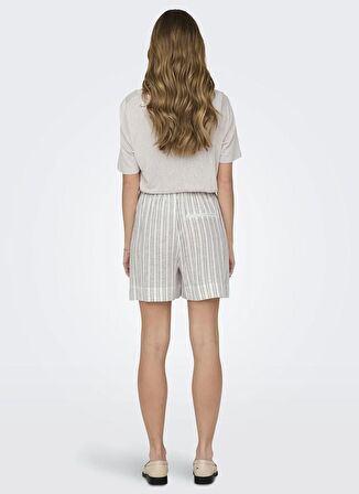 Only Yüksek Bel Normal Beyaz Kadın Şort ONLTOKYO LIFE LIN BL STR SHORTS PNT