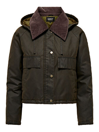 ONLMOUNTAIN WASHED CS OTW KADİFE GÖMLEK YAKA KAPÜŞONLU CROP MONT