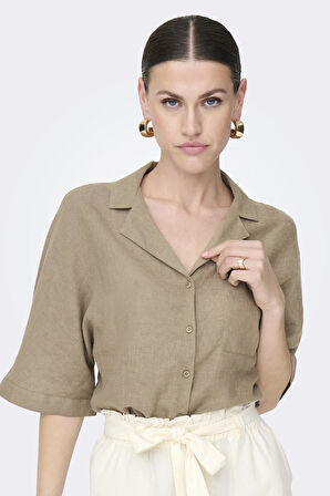 ONLTOKYO LIFE SS LINEN BL SHIRT PNT NOOS KAHVERENGİ