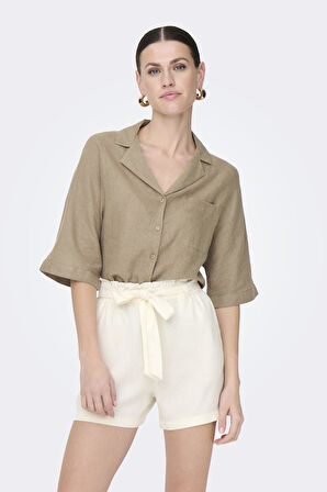 ONLTOKYO LIFE SS LINEN BL SHIRT PNT NOOS KAHVERENGİ