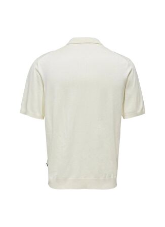 Only & Sons Düz Krem Erkek Polo T-Shirt ONSWYLER LIFE REG 14 SS ZIP POLO KN