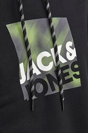 JACK&JONES JCOLOGAN SWEAT HOOD AW23 SİYAH