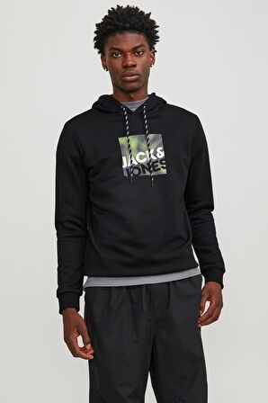 JACK&JONES JCOLOGAN SWEAT HOOD AW23 SİYAH