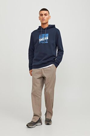 JACK&JONES JCOLOGAN SWEAT HOOD AW23 LACİVERT