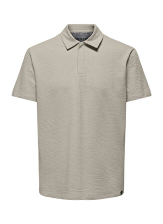 Only & Sons Düz Açık Bej Erkek Polo T-Shirt ONSKIAN REG SEERSUCKER SS POLO