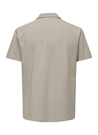 Only & Sons Düz Açık Bej Erkek Polo T-Shirt ONSKIAN REG SEERSUCKER SS POLO