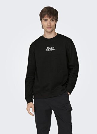 Only & Sons O Yaka Siyah Erkek Sweatshırt 22027894_ONSCELEBRITY REG CREW NECK