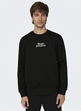 Only & Sons O Yaka Siyah Erkek Sweatshırt 22027894_ONSCELEBRITY REG CREW NECK