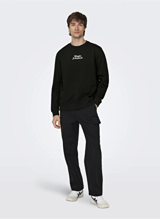 Only & Sons O Yaka Siyah Erkek Sweatshırt 22027894_ONSCELEBRITY REG CREW NECK