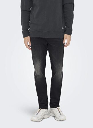 Only & Sons Yüksek Bel Dar Siyah Erkek Denim Pantolon ONSLOOM SLIM ONE BLKD 6913 AZG DNM