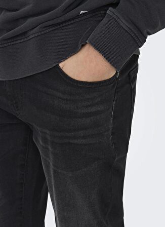 Only & Sons Yüksek Bel Dar Siyah Erkek Denim Pantolon ONSLOOM SLIM ONE BLKD 6913 AZG DNM