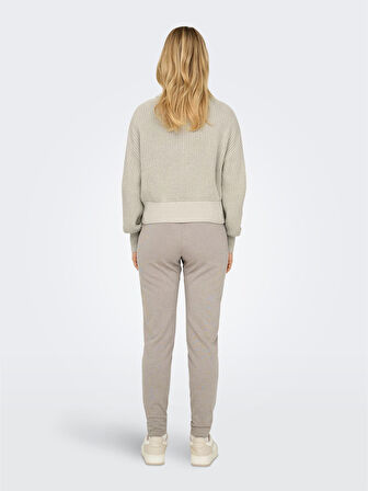 ONLDORITTA LS CABLE ZIP HIG NECK KNT Kadın Bej Kazak - 15306911