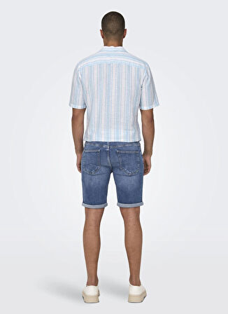 Only & Sons Dar Mavi - Buz Erkek Denim Şort ONSPLY LBD 7644 PIM DNM SHORTS VD