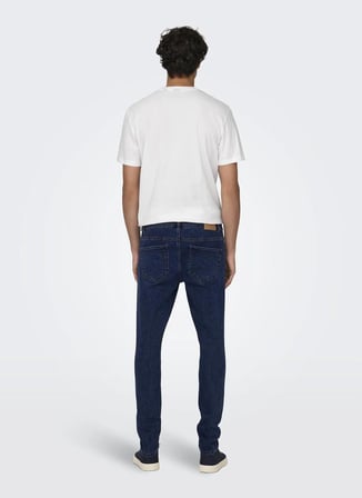 Only & Sons Yüksek Bel Dar Koyu Mavi Erkek Denim Pantolon ONSWARP SKINNY MBD 7986 BJ DNM VD