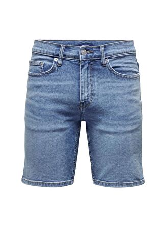 Only & Sons Normal Koyu Mavi Erkek Denim Şort ONSWEFT MBD 7625 PIM DNM SHORTS VD