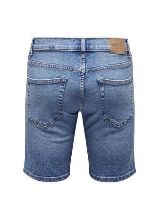 Only & Sons Normal Koyu Mavi Erkek Denim Şort ONSWEFT MBD 7625 PIM DNM SHORTS VD