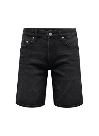 Only & Sons Normal Siyah Erkek Denim Şort ONSWEFT WB 8008 PIM DNM SHORTS VD