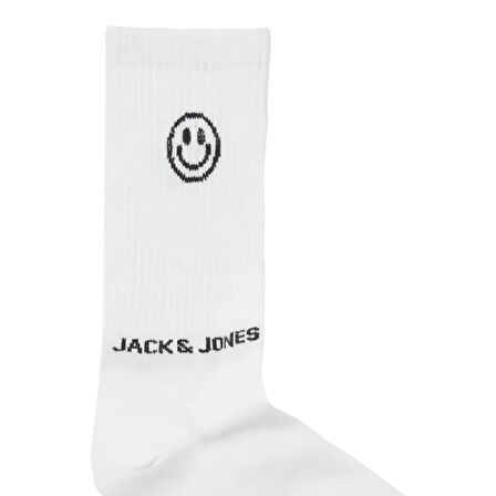 Jack & Jones 12252046 Jacsmiley Logo Tennis Sock Beyaz-Siyah