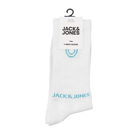 Jack & Jones 12252046 Jacsmiley Logo Tennis Sock Beyaz-Mavi