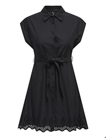 15314411 Only Onllou Lıfe Emb S/S Shırt Dress Ptm Kadın Elbise Black