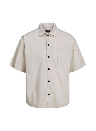 Jack & Jones Geniş Fit Beyaz Erkek Gömlek JCOMAZE OVERSIZED SHIRT SS