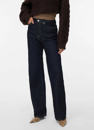 Vero Moda Lacivert Kadın Bol Kesim Denim Pantolon VMTESSA HR WIDE JEANS RA369 GA NOOS