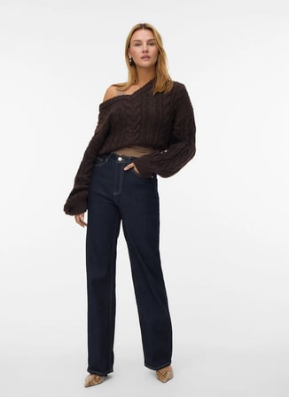 Vero Moda Lacivert Kadın Bol Kesim Denim Pantolon VMTESSA HR WIDE JEANS RA369 GA NOOS