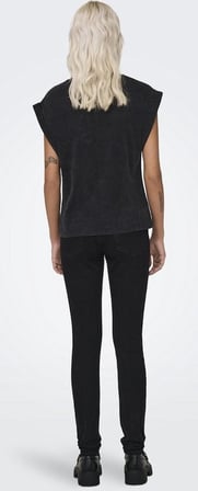 Only ONLDAHLIA S/S TEXT FOLD-UP TOP BOX JRS Siyah Kadın T-Shirt 15316644