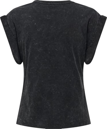 Only ONLDAHLIA S/S TEXT FOLD-UP TOP BOX JRS Siyah Kadın T-Shirt 15316644