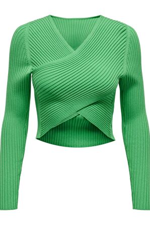 ONLY ONLMELINA LS WRAP V-NECK REVERSE KNT 15309066 AÇIK YEŞİL