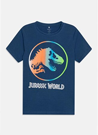 Name İt Desenli Koyu Mavi Erkek Çocuk T-Shirt NKMMISAEL JURASSIC SS TOP SKY