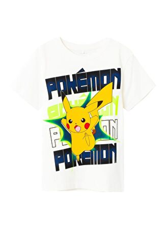 Name İt Desenli Krem Erkek Çocuk T-Shirt NKMMACI POKEMON SS TOP NOOS BFU