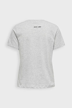 Only Kadın Onlfoodıe Baskı ve Yazı Detaylı Kısa Kol %100 Pamuk T-Shirt 15316728 Gri