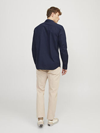 JJESUMMER LINEN BLEND SHIRT LS SN Navy