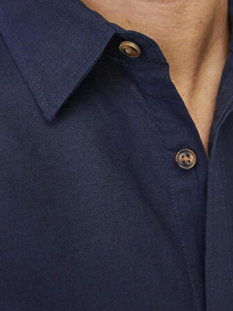 JJESUMMER LINEN BLEND SHIRT LS SN Navy