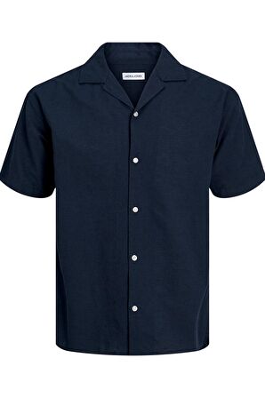 JACK&JONES JJLINEN BLEND RESORT SHIRT SS 12248594 LACİVERT