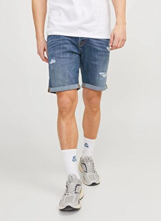Jack & Jones Regular Fit Mavi Erkek Denim Şort JJIRICK JJFOX SHORTS 50SPS CB 039 S