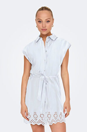 ONLLOU LIFE EMB S/S SHIRT DRESS PTM BEYAZ